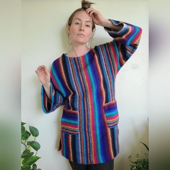 The Technicolor Dream Vintage 1970s Tunic Sweater M - Picture 6 of 16
